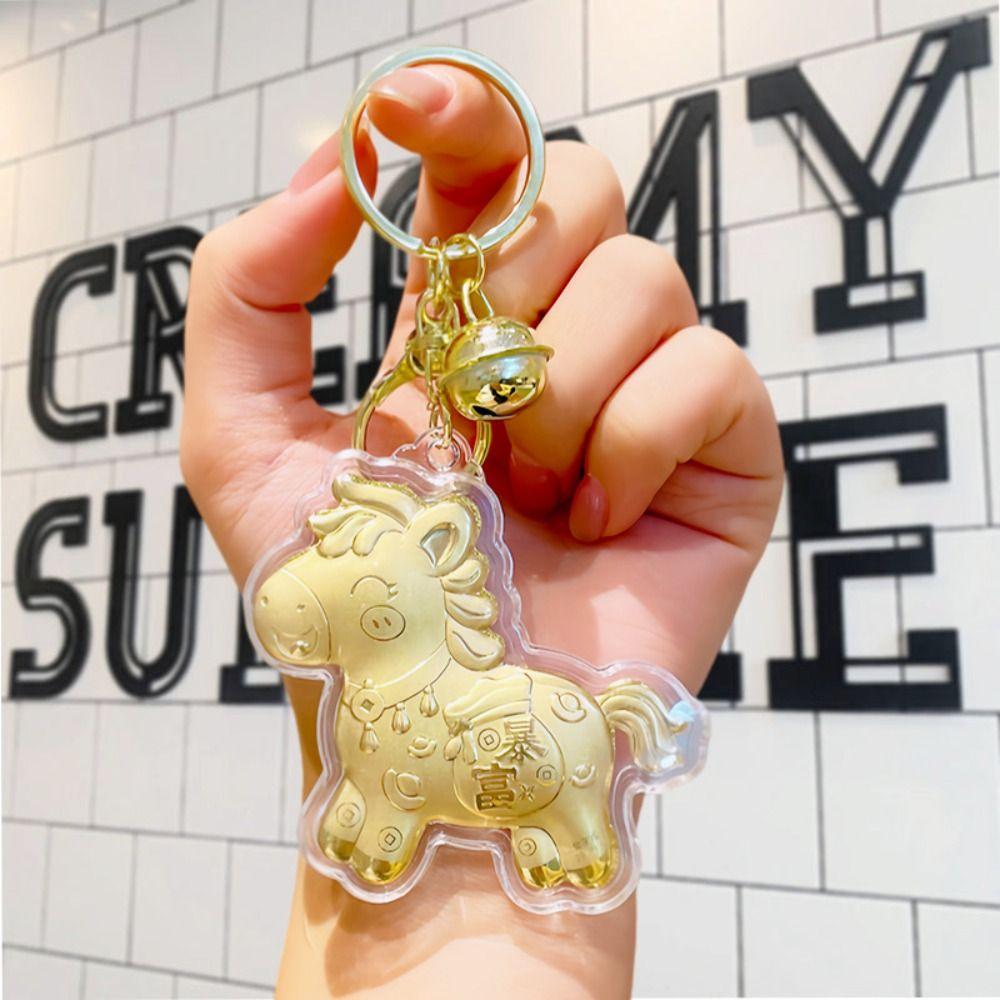 Wealthy Gold Horse Keychains Cartoon Design Bag Pendant Zodiac Horse Keychains  Chinese New Year