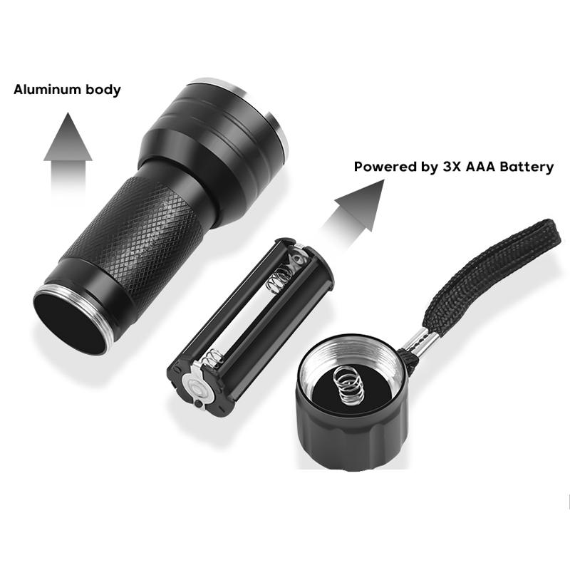 21LED UV Torch Mini UV Lamp with Zoom Function Fluorescent Detection Lamp ZH