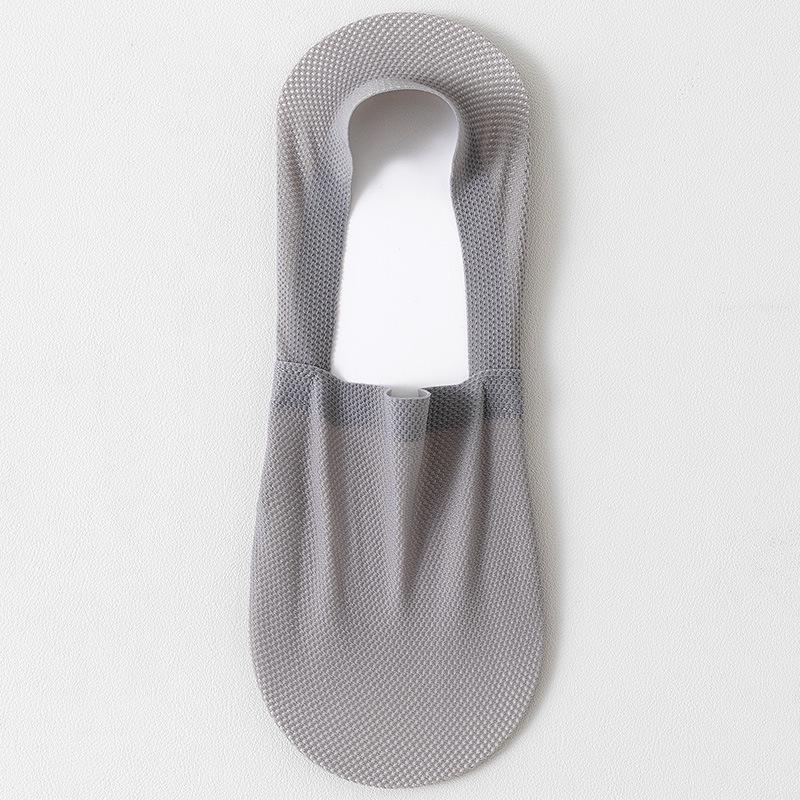Men's Summer Breathable Mesh No-Show Socks: Ice Silk, Non-Slip, Sweat-Absorbent, Cotton Bottom, No Heel Drop