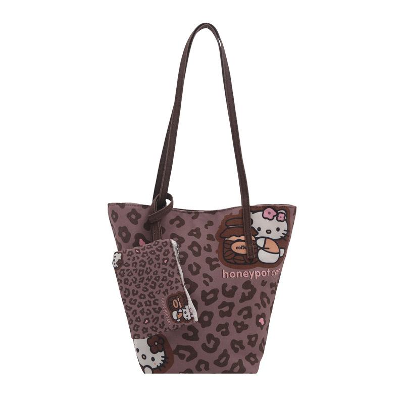 Retro shoulder bag New largecapacity leopard print shoulder crossbody versatile tote bag
