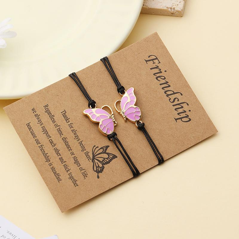 Butterfly good friend wax rope weaving friendship holiday card bracelet woman
