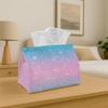 1pc Fantasy Background Tissue Box - Pink Blue Sparkle Gradient Polyester Napkin Holder for Home, Kitchen, And Car Decor | Versatile Tissue Dispenser F