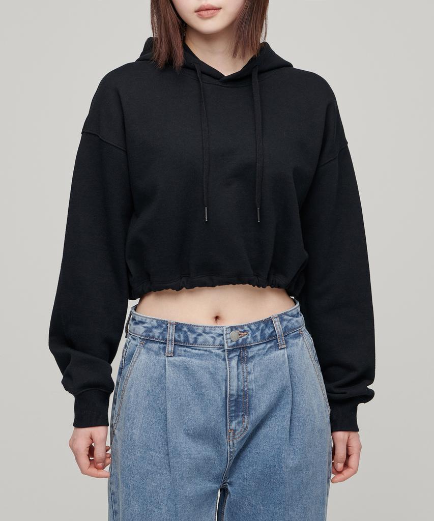 Women'S Crop Hooded Sweatshirt [Black]