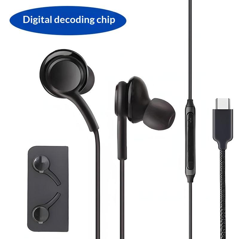 Usb-C Wired Earbuds In-Ear Headphones With Mic Hifi Stereo Sound -Free Braided Cable Type-C,3.5Mm