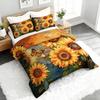 3PC Sunflower & Butterfly Comforter Set Floral Botanical Bedding Duvet Cover with 2 Pillowcases for Bedroom