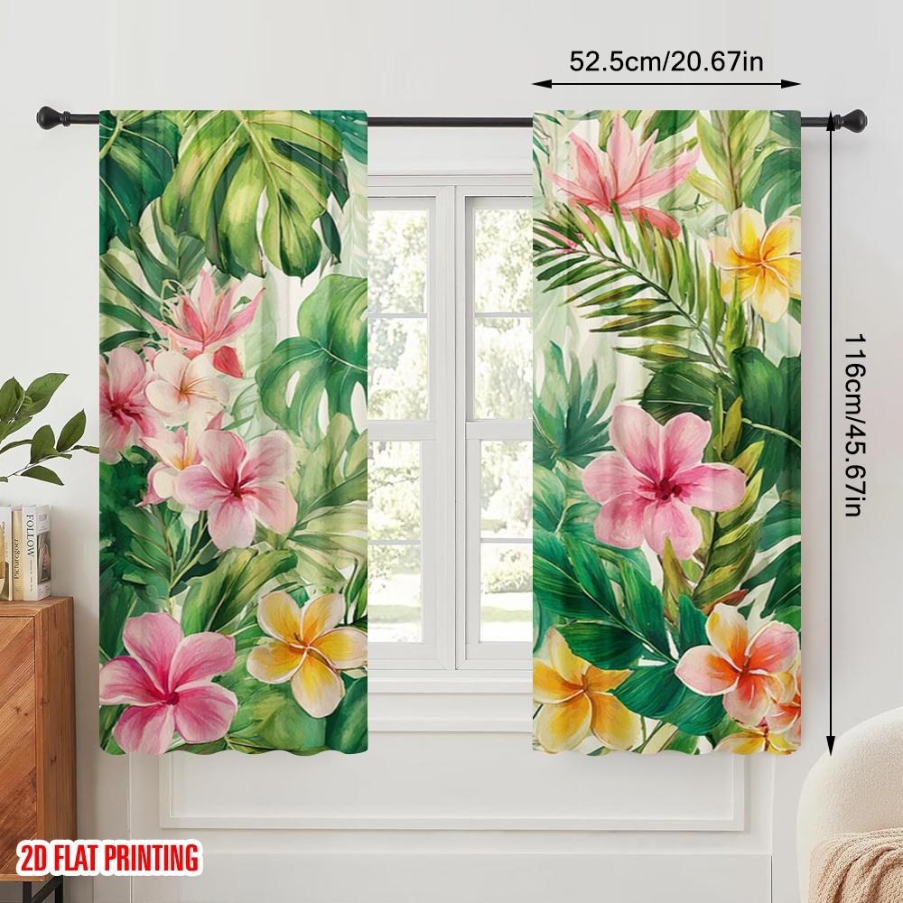 2 Stück, 2D-Flachdruck Minimalistische Vorhänge Tropical Bloom Vielseitiges Polyester (ohne Stange) Heimdeko Ideal für Schlafzimmer Wohnzimmer