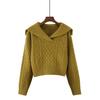Loose Pullover Retro Sweater Hong Kong Style Women's Autumn and Winter New V-shaped Navy Collar Sweater Women's High-end Sense Versatile