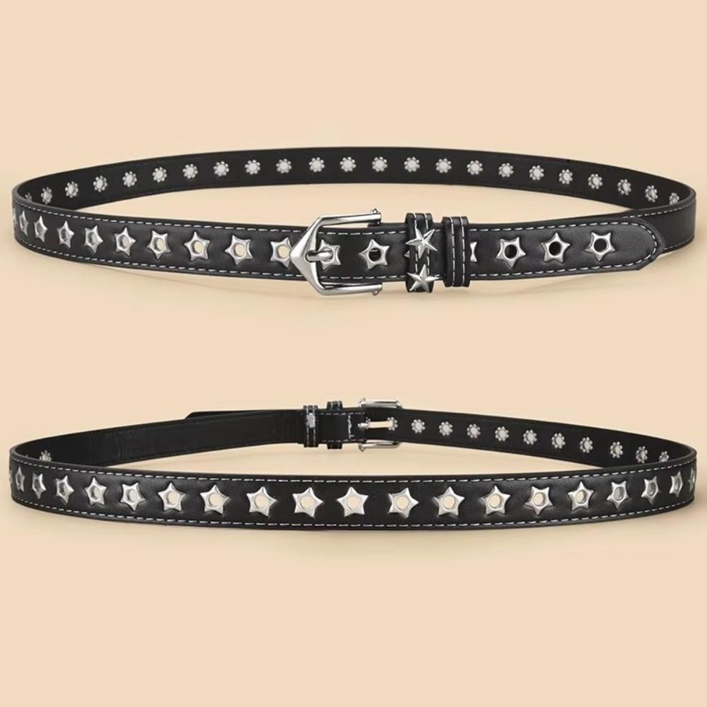 Hollow Star Design Eyelet Belt Eyelet Detail Pin Buckle Belt Classic Y2K Belt Trendy Streetwear