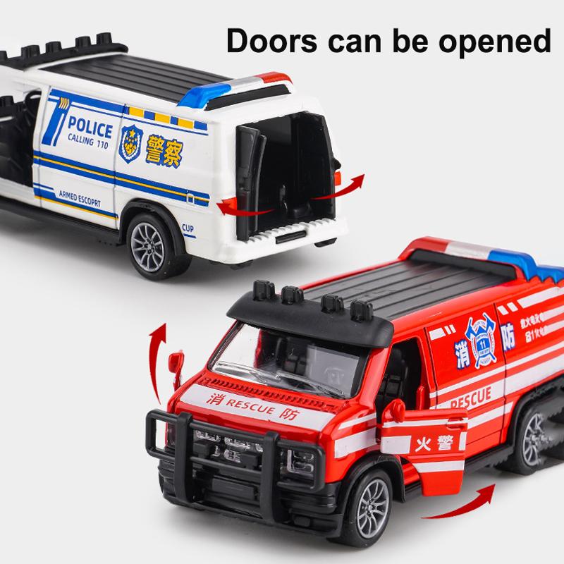 1:36 Vysoce simulovaný policejní auto ambulance model Finále Slitina auto hračka Simulace zvuku a světla Dětská vzdělávací hračka Dárek
