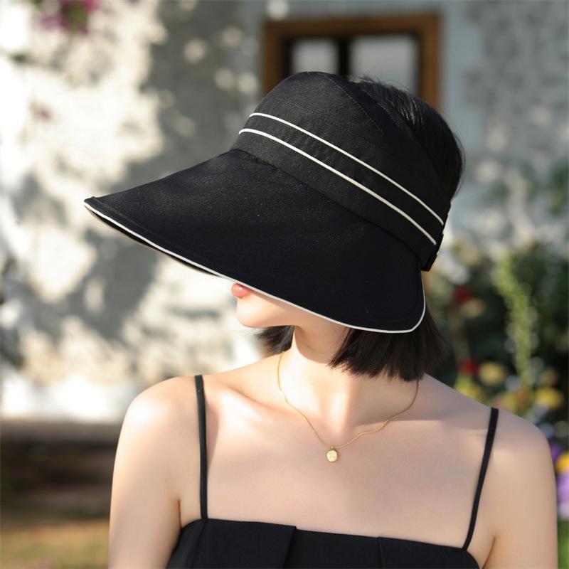 Sunscreen Hat Women's Summer Vinyl Big Brim Empty Top Hat Simple Casual Women's UV Protection Sun Hat Cover Face