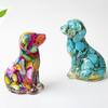 Resin Dog Figurine With Natural Crystal For Office Desk Decor And Home Gift