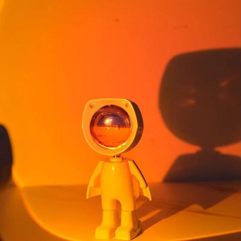 LED Astronaut Sunset Light Rainbow Color Projection Night Light USB Charging Touch Control for Bedroom and Game Room Decoration