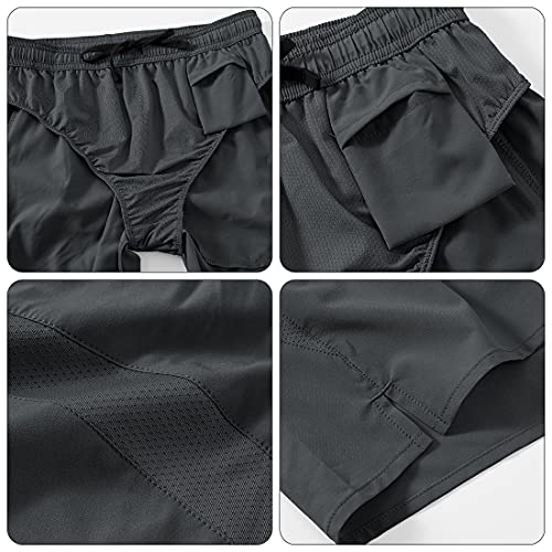 Gopuune Women's Fitness Shorts, Yoga, Training, Golf, Sportswear, Gym Shorts, Loungewear, Moisture-Wicking, Quick-Drying (Dark Gray, Size L)