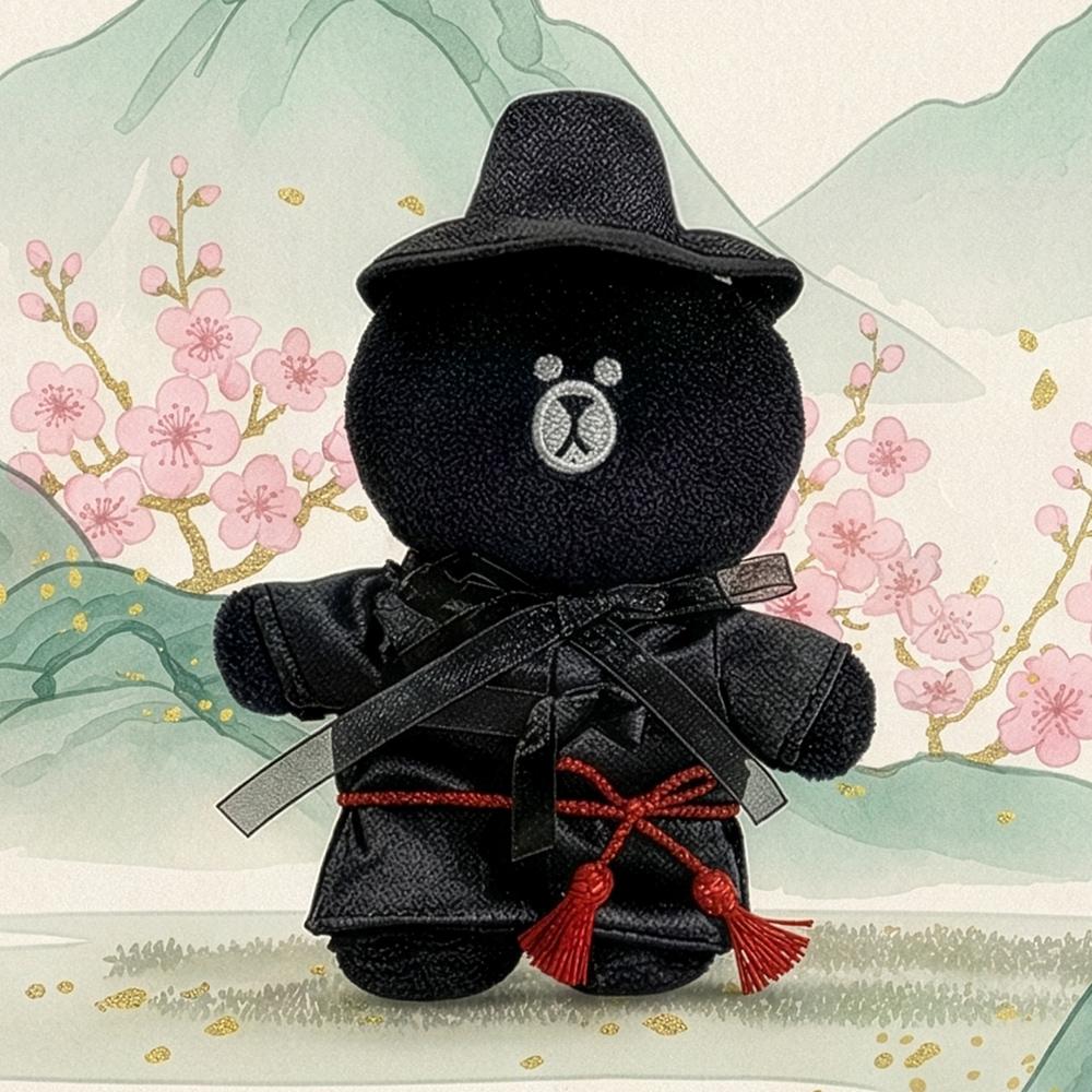 LINE FRIENDS Brown K-Souvenir Grim Reaper Doll Keychain