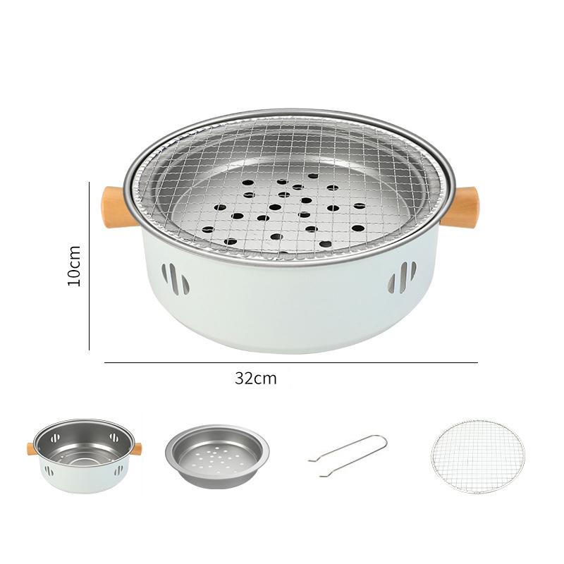 Stainless Steel Split Barbecue Grill Korean Style Barbecue Charcoal Stove with Non-stick Rack for Outdoor Camping Portable