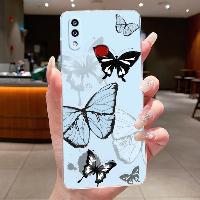 Case For Samsung A10s M01s Clear Silicone Fashion Butterfly Flower Soft Back Cover For Samsung Galaxy A10s Protective Phone Case