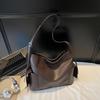 Bag women's new soft waxy bucket bag tote bag shoulder messenger bag commuter underarm bag large capacity trendy bag
