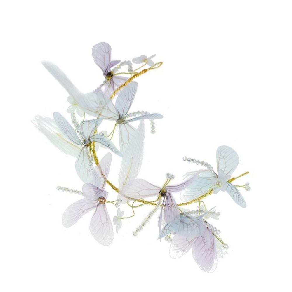Bridal Wedding Headband Beaded Transparent Dragonfly Headband Women Hair Hoop Korean Headdress
