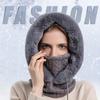 Vinter varm fuzzy lue tykk ensfarget balaclava plysj foret kaldsikker utendørs ski luer Beanies for kvinner
