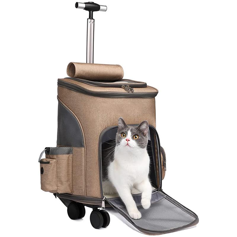 Pet Carrier Backpack Cat Stroller Travel Carrier Car Seat for Small Dogs Cats Puppies Cat Backpack Removable Rolling Wheels
