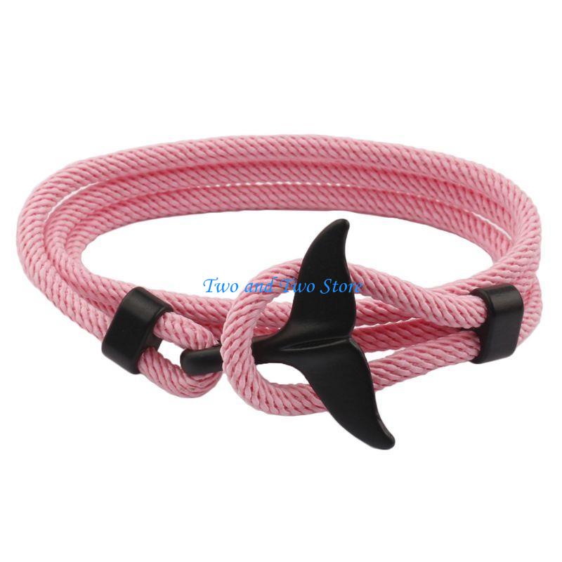 HX6F Bracelets Summer Handmade Whale Tail Viking Rope String Jewelry for Women Men