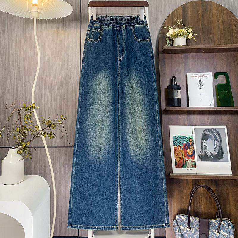 

Dimanaf 2025 Большой размер Осенние Синие Базовые Эластичные Джинсы Новые Брюки Женские Свободные Джинсовые Брюки Большие Повседневные Брюки 6XL 6XL