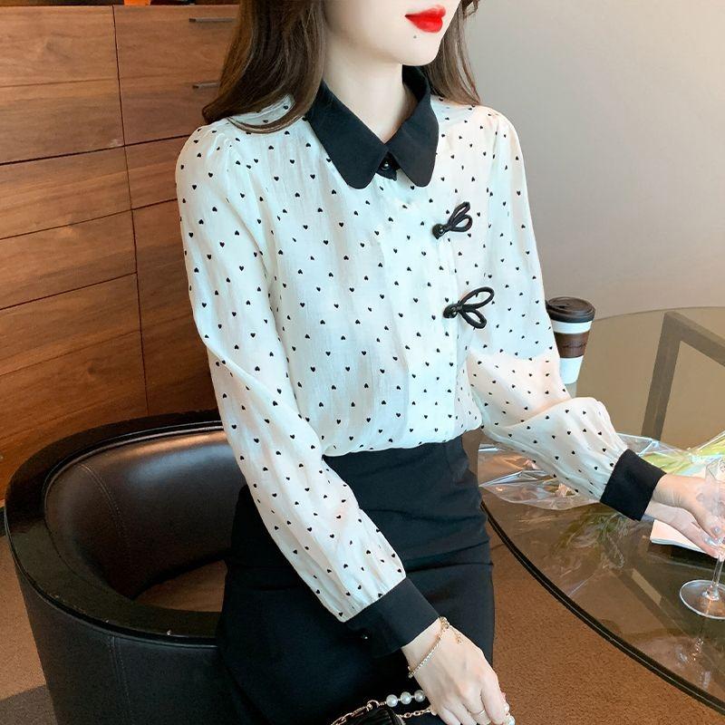 Dot Shirt for Women's Autumn New Style Chiffon Top