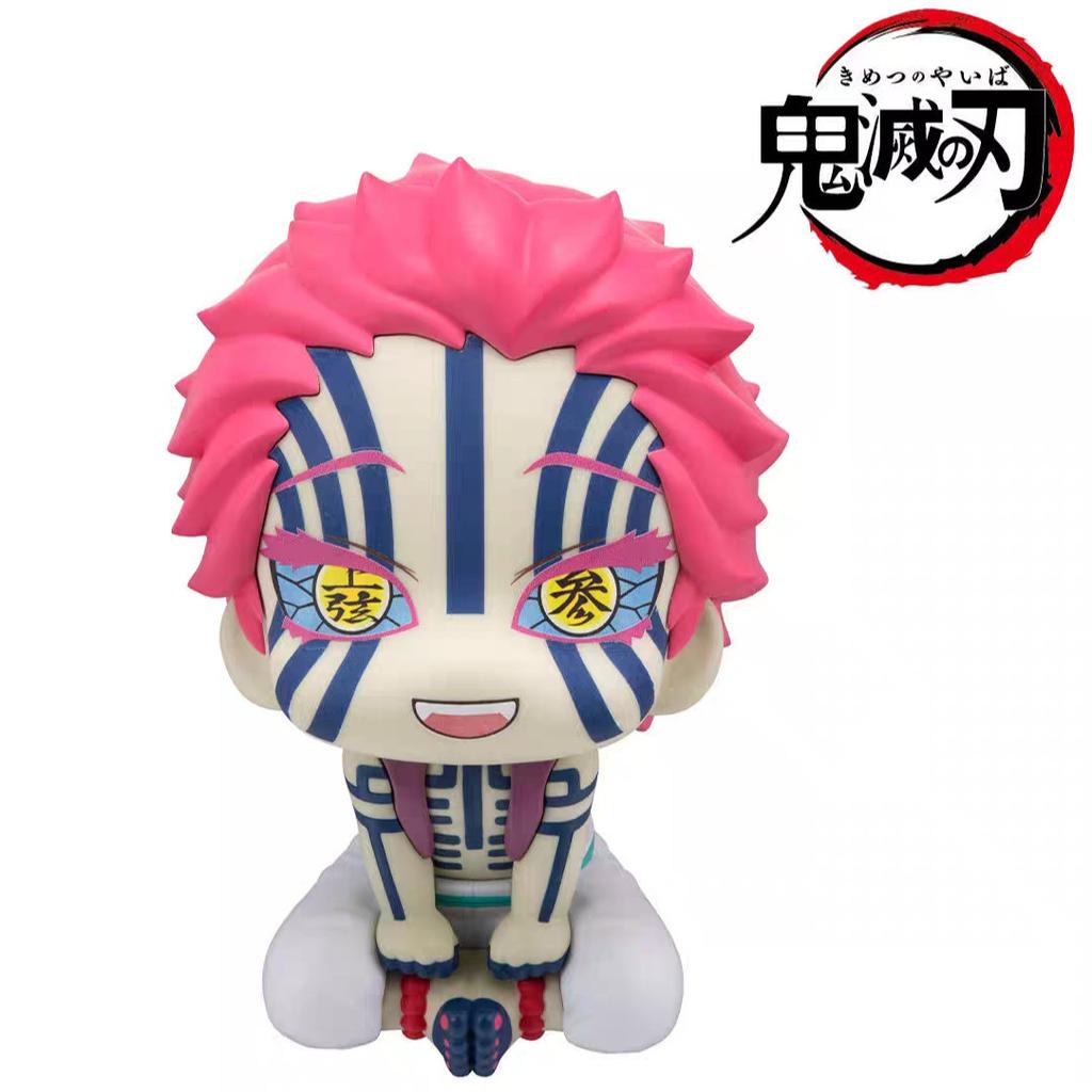 Demon Slayer Akaza Anime Figure - Upper Moon Three Collectible Movable Head Joint, Chibi Cute Pose Anime Statue for Desk Display