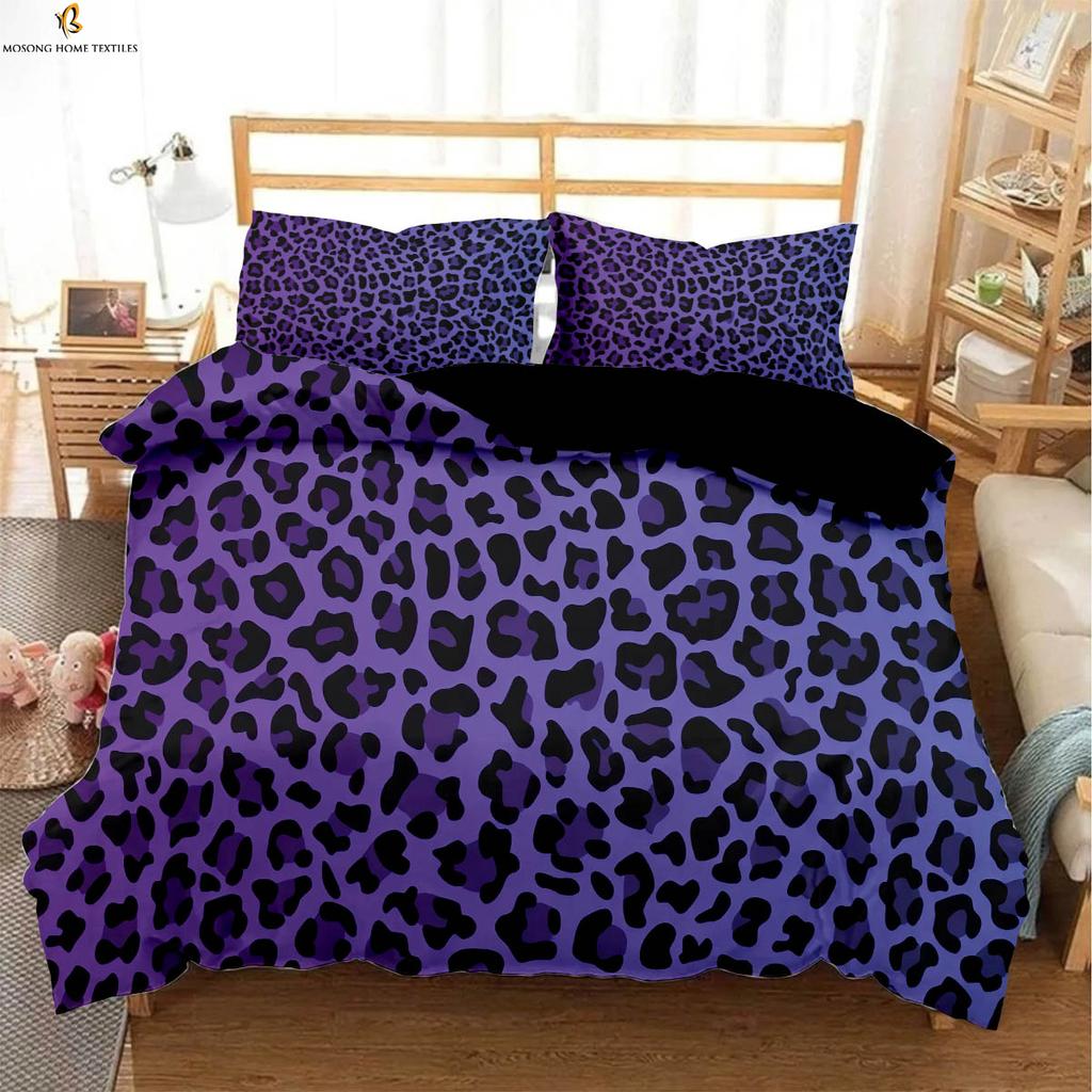 Black And White Zebra And Leopard Animal Fur 3d Printing Quilt Cover Bedding Set Quilt Cover Pillowcase Three-Piece Set