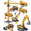 1:55 Alloy+Plastic Tractor Excavator Bulldozer Crane Truck Model Diecast Engineering Vehicle Toys for Children Collection Gifts