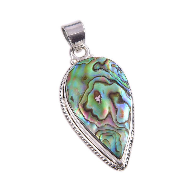 Pierre Précieuse Coquille d'Abalone Naturelle Argent Sterling Massif 925 Pendentif Cadeau 1,75" A2K04