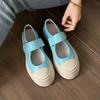 Frühling und Herbst neue Internet-Berühmtheit Explosion flacher Mund Muffin dicke Sohle Großkopfschuhe Koreanische Version Retro Klettverschluss weiße Schuhe Damen Tide