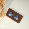 High version super flash sea salt blue ice crystal sugar cube earrings light luxury niche color temperament earrings unique and beautiful earrings