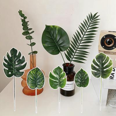 Artificial Monstera Deliciosa Decoration Artificial Flowers Green Fake Plant Artificial Plant Table Vase Decor Outdoor Decor