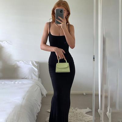 Elegant Slim Fit Maxi Dress Women Summer Sleeveless Backless Sexy Outfit Party Club Tank Top Festival Dress