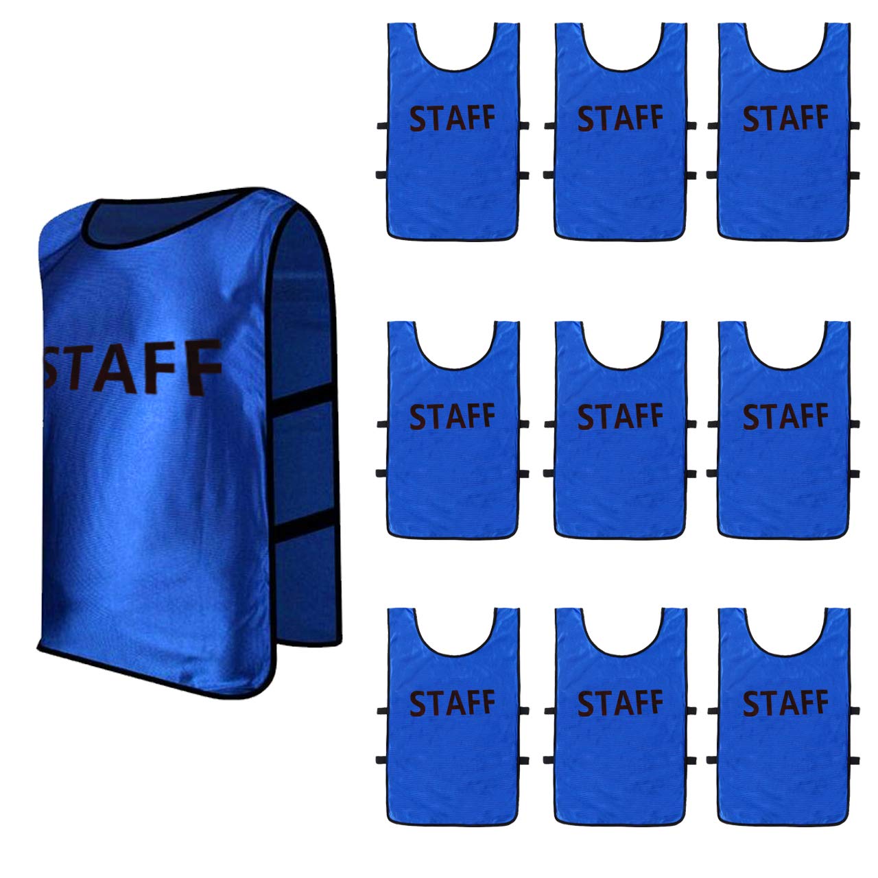 

Felimoa Staff Bibs, 10-Piece Set, Adult, Washable, Front and Back Print, Staff Uniforms for Tournaments, Events, and Concerts (Blue)