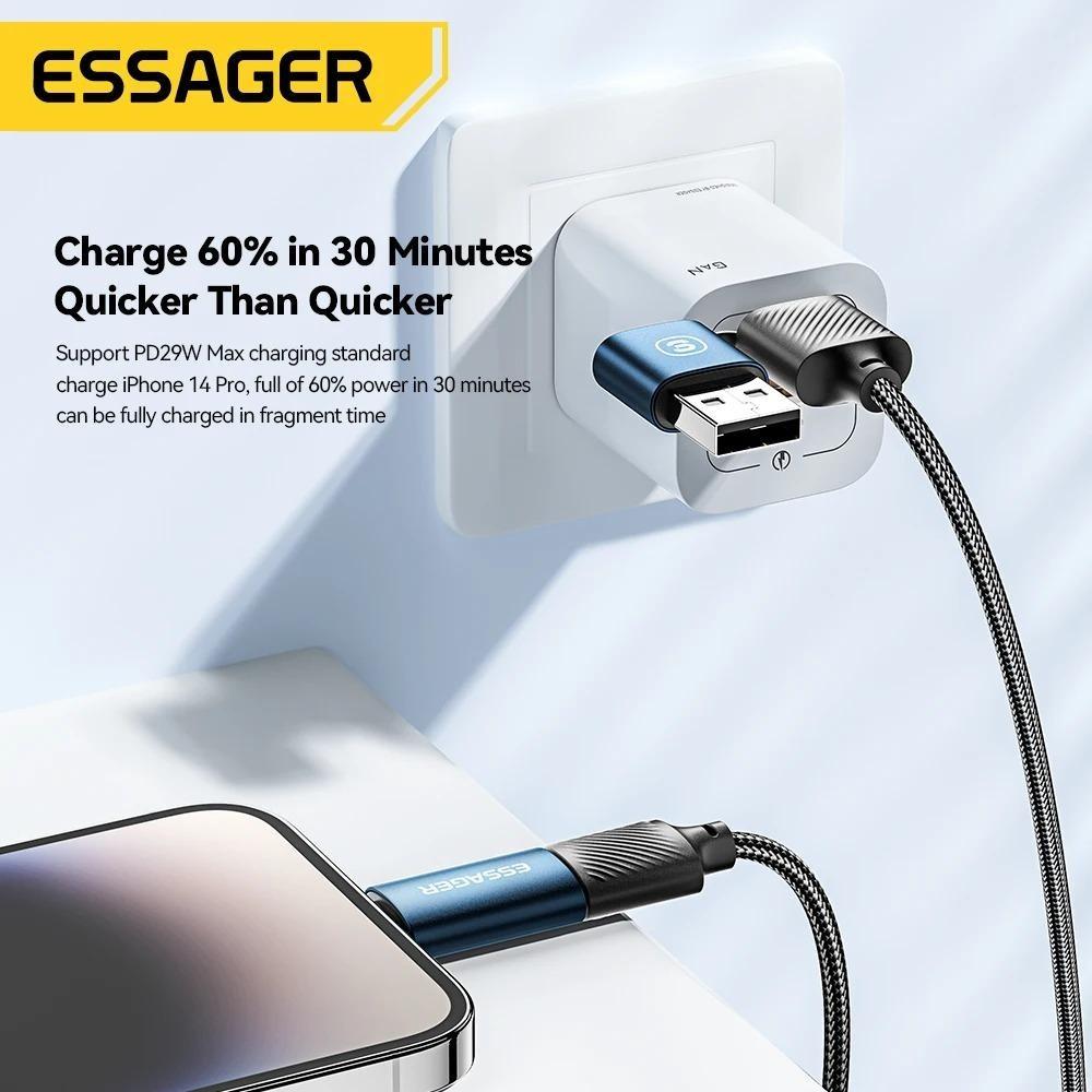 Essager 4-in-1-USB-Kabel Typ C 65 W PD-Schnellladekabel Typ C auf Typ C-Kabel für iPhone 15 14 13 Pro Max iPad HUAWEI Xiaomi