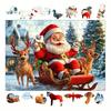 1 Set Puzzle din Lemn de Crăciun Vacanță de Iarnă Moș Crăciun Reni Sanie Puzzle Jucărie Educativă Decor pentru Casă