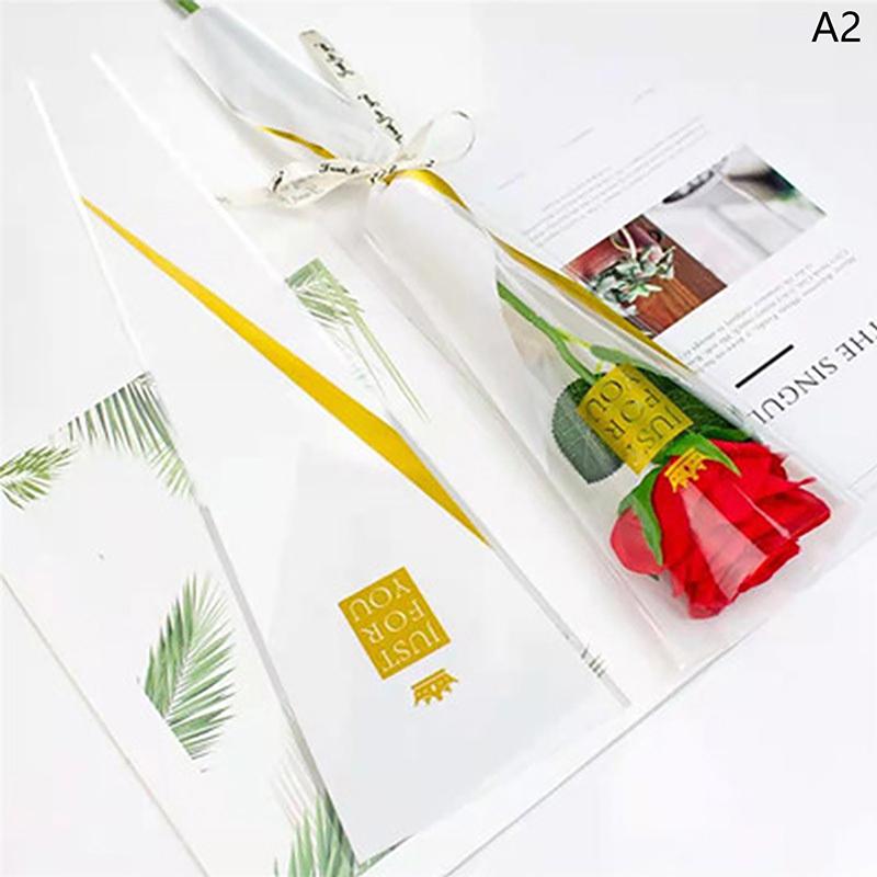 

50 шт. одиночные рукава для роз, упаковочные пакеты для букетов, прозрачные целлофановые цветочные обертки на День святого Валентина