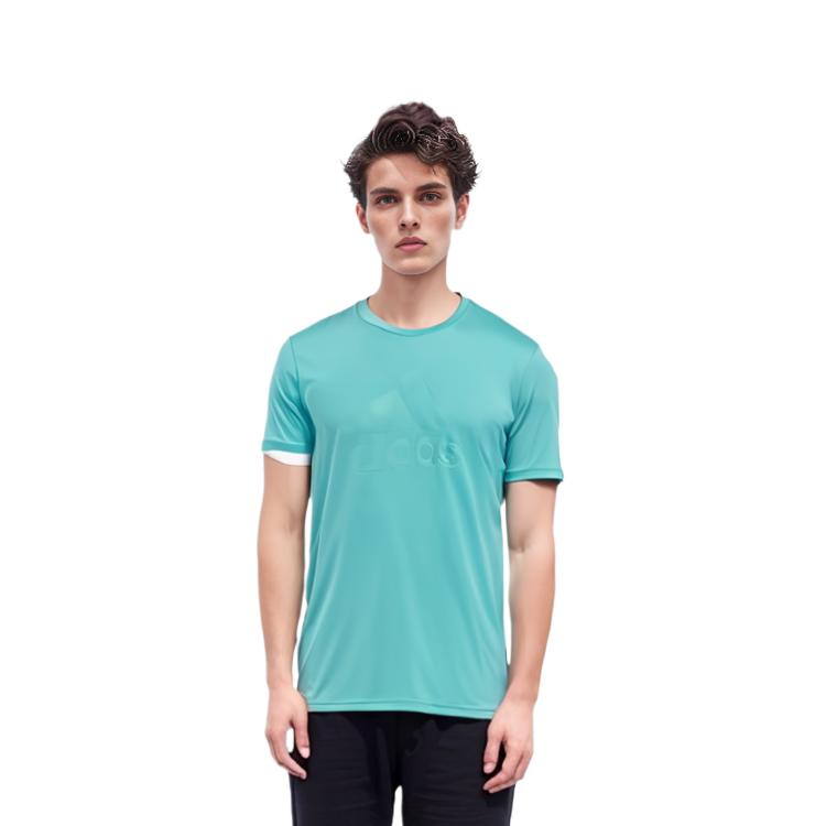 adidas T Shirts Men's Green Crew Neck Moderate Straight Fit CW7086