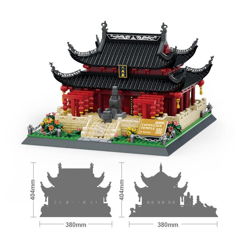 World Famous Culture Architecture Micro Diamond Block China Nanjing Confucius Temple Nanking Mini Building Brick Nanobrick Toys