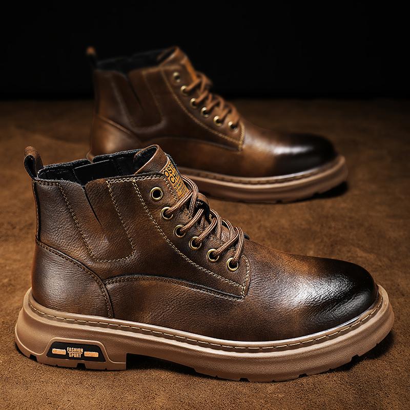 Fashion Men's Ankle Boots Luxury Brand Breathable Winter Boot for Men Motorcycle Comfortable Non Slip Snow Boots Men Work Casual Shoes