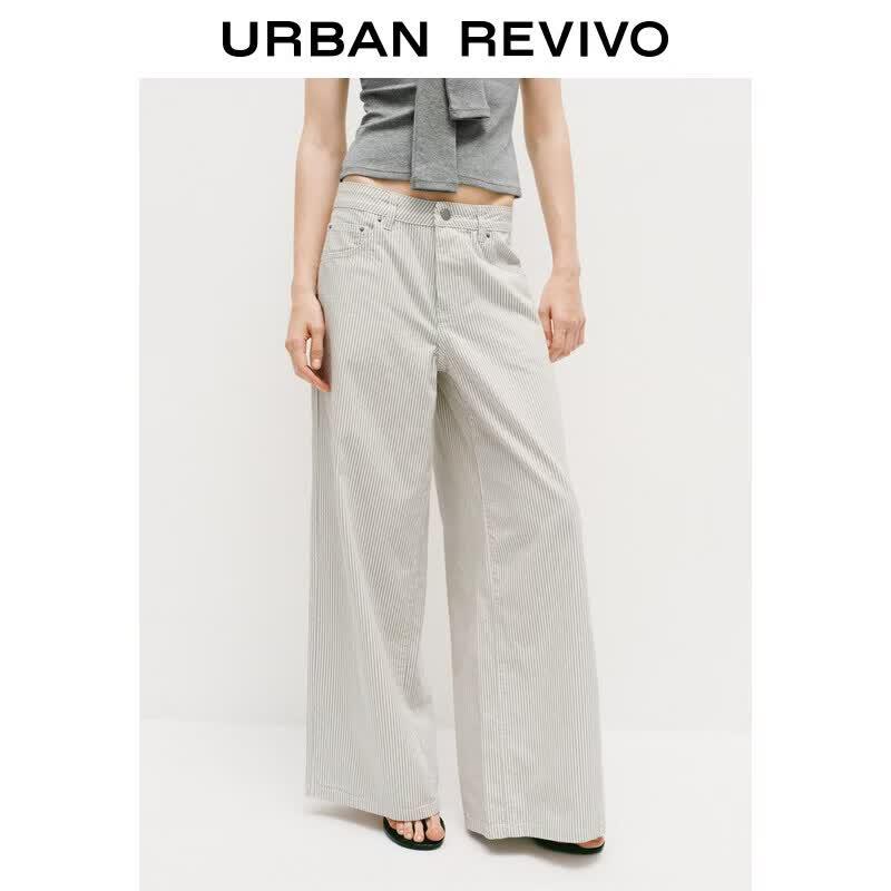 UR2026 Women s Striped Wide-Leg Denim Trousers 25