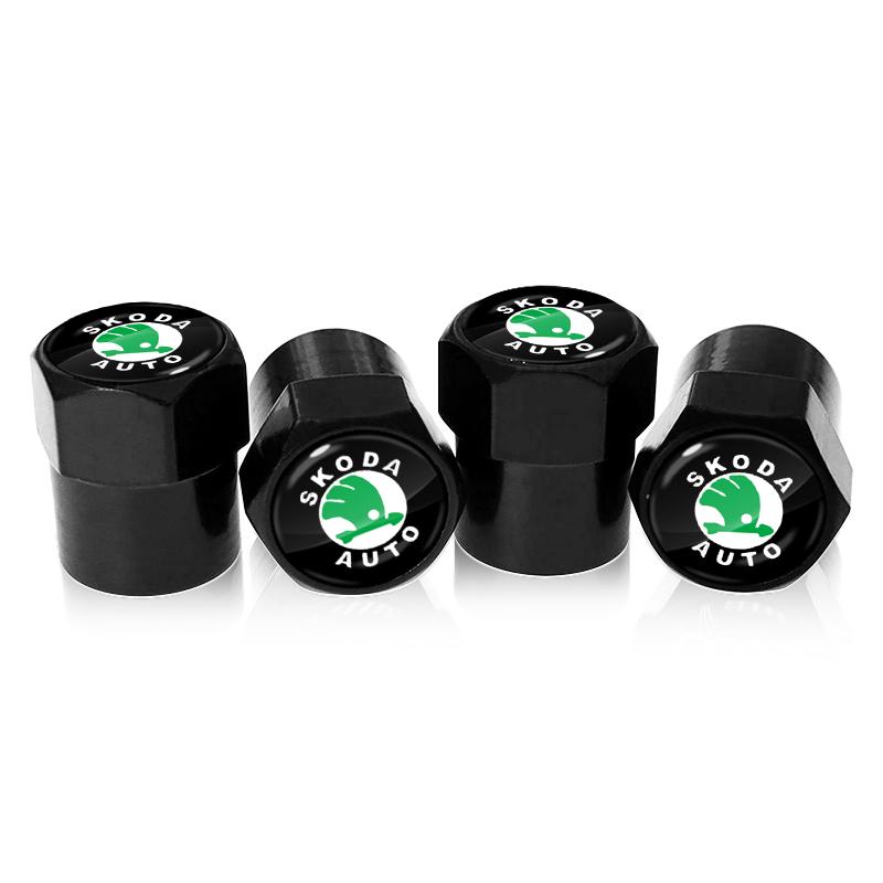 4 stk Bilhjul Dekk Bolt-in Ventilkapsler Merke Biltilbehør For Skoda Octavia MK2 MK3 2 3 A7 Fabia Karoq Kodiaq Superb Rapid Kamiq