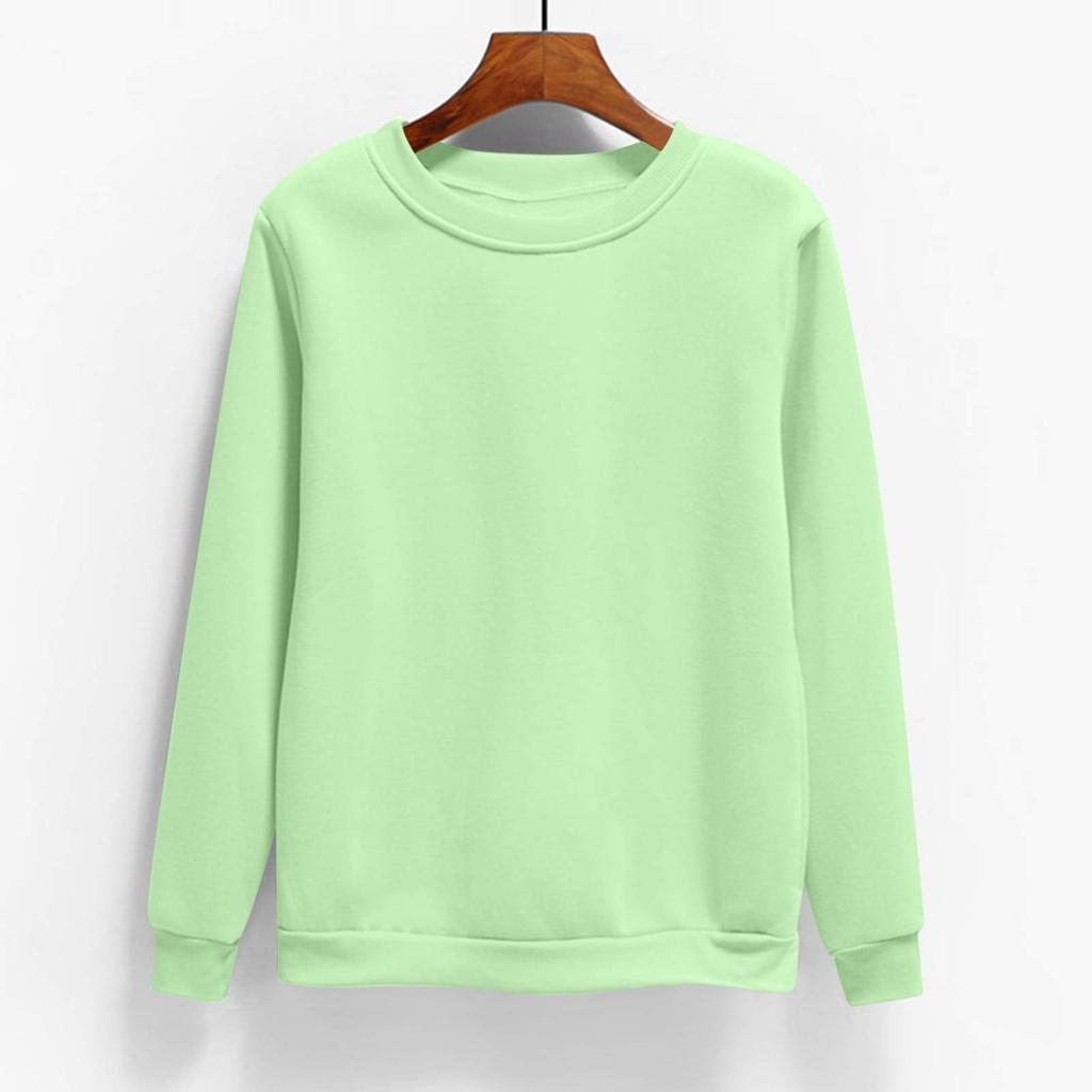 Women's Fashion Casual Round Neck Long Sleeve Fleece-Lined Solid Color Sweatshirt