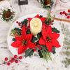Holiday Elegant Centerpiece Flower Wreath Desktop Candle Stick Decoration For Christmas, 5Pieces Set