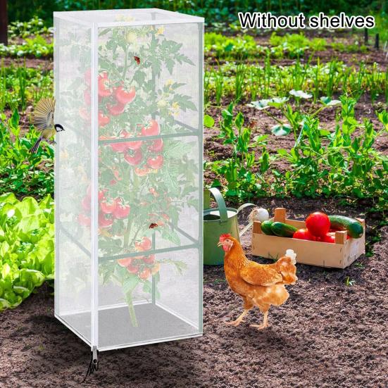 Garden Netting Plant Cover Square Tomato Cage Cover Breathable Mesh Insect Bird Barrier Netting with Zipper And Drawstring for Protecting Plants