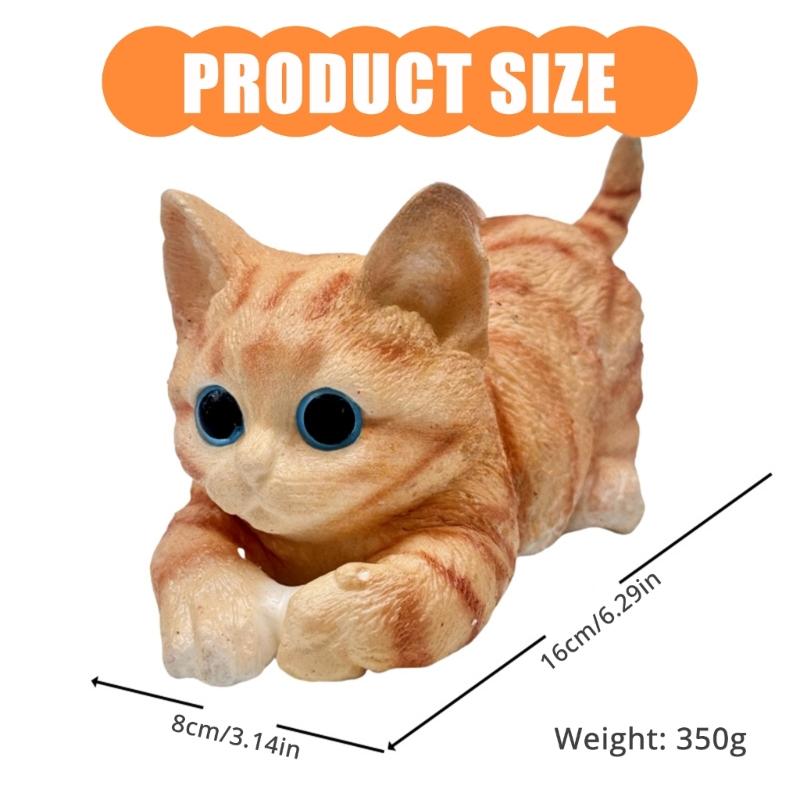 Cute Kitten Cats Stress Relief Squeeze Toy with Detail Realistic Cats Decompression Toy for Kids Adults Desktop Decors
