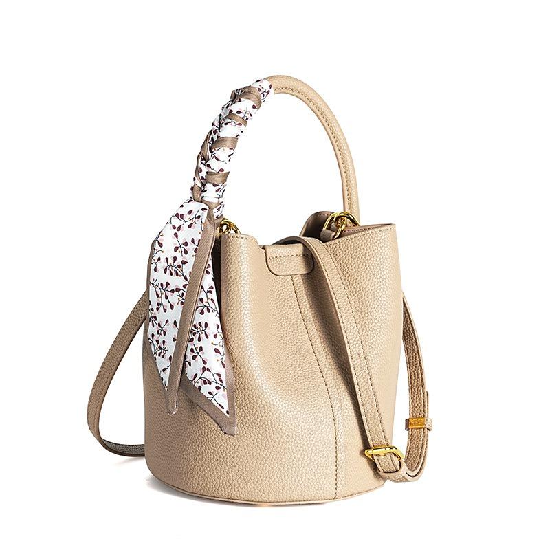 Light luxury women commute to work, women carry handbags, cowhide messenger, high-end bags, women's genuine leather bucket bags