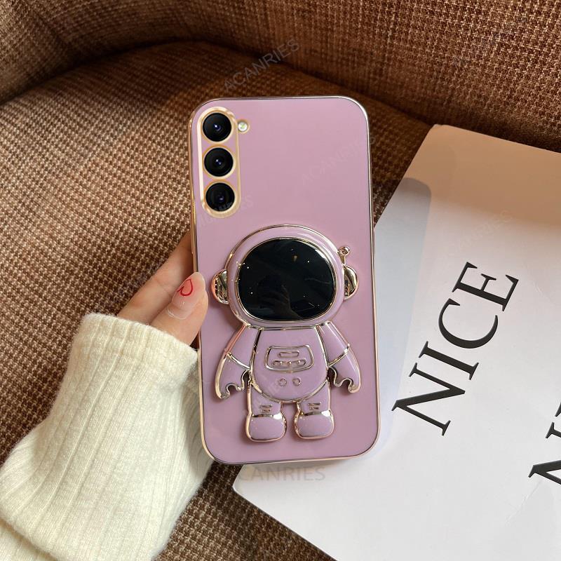 Plating 3D Astronaut Ring Holder Case For POCO F7 Ultra F7 Pro Soft Silicone Shockproof Protection Cover For POCO F7Ultra F7Pro